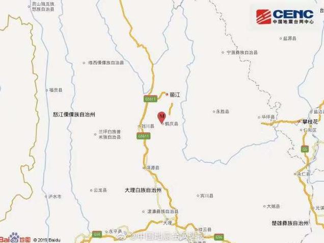 云南鹤庆县发生3.2级地震,震源深度10千米