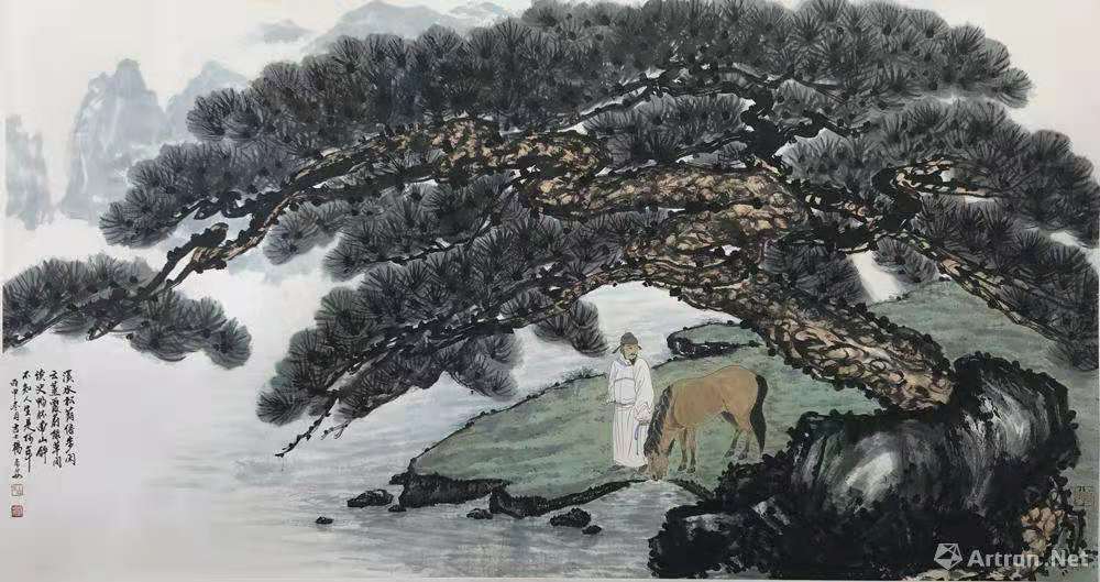 杨永安《松柏.树人》国画作品赏析