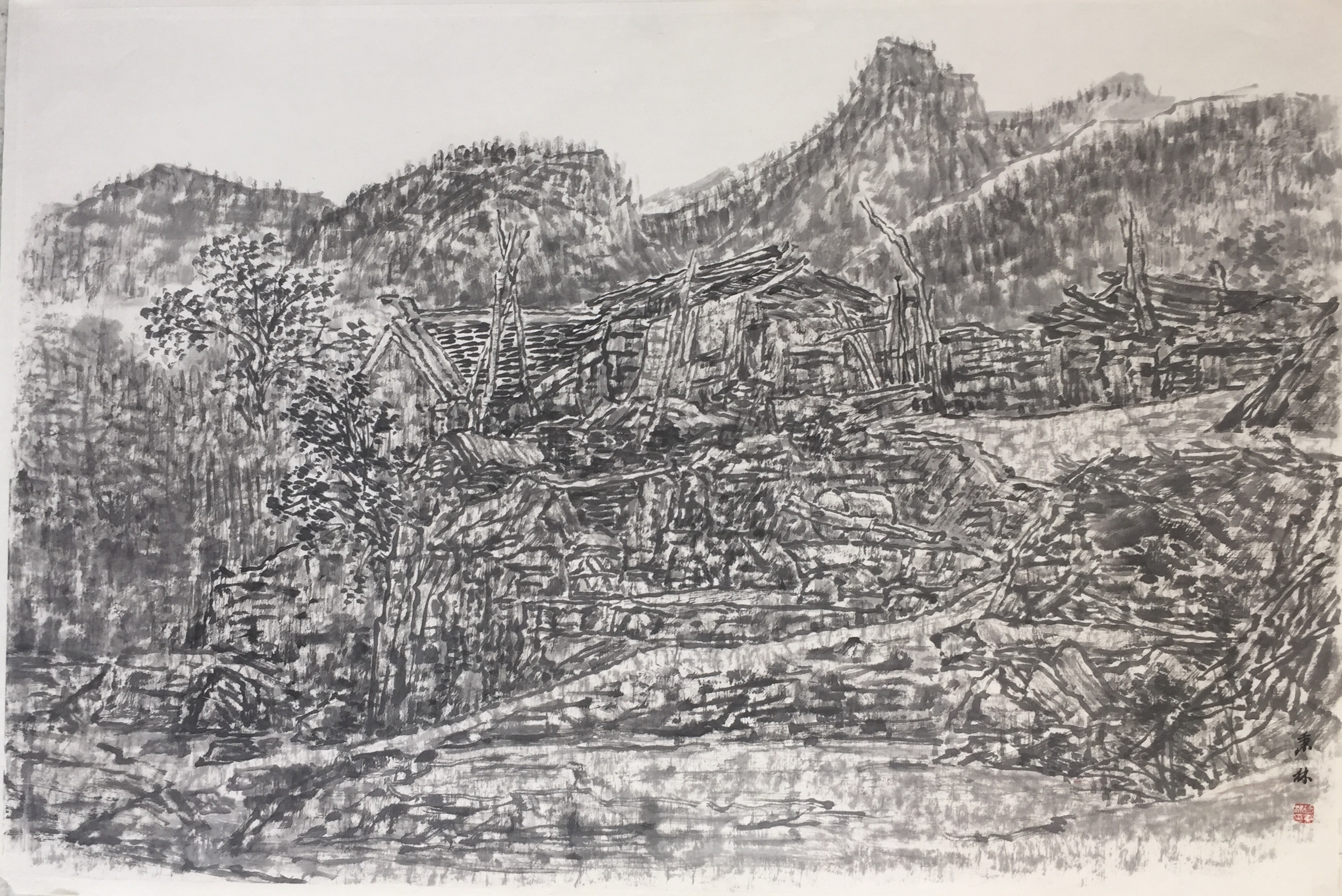 明水笔架山60*90cm