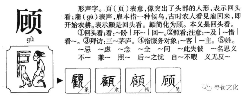 筆 順: 橫撇折折橫撇豎折撇捺總筆畫: 10顧的部首筆畫: 6規範漢字編號