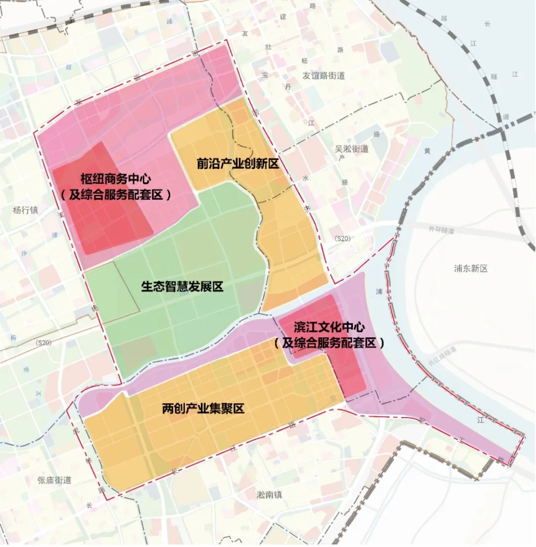 吴淞创新城功能分区规划引导图