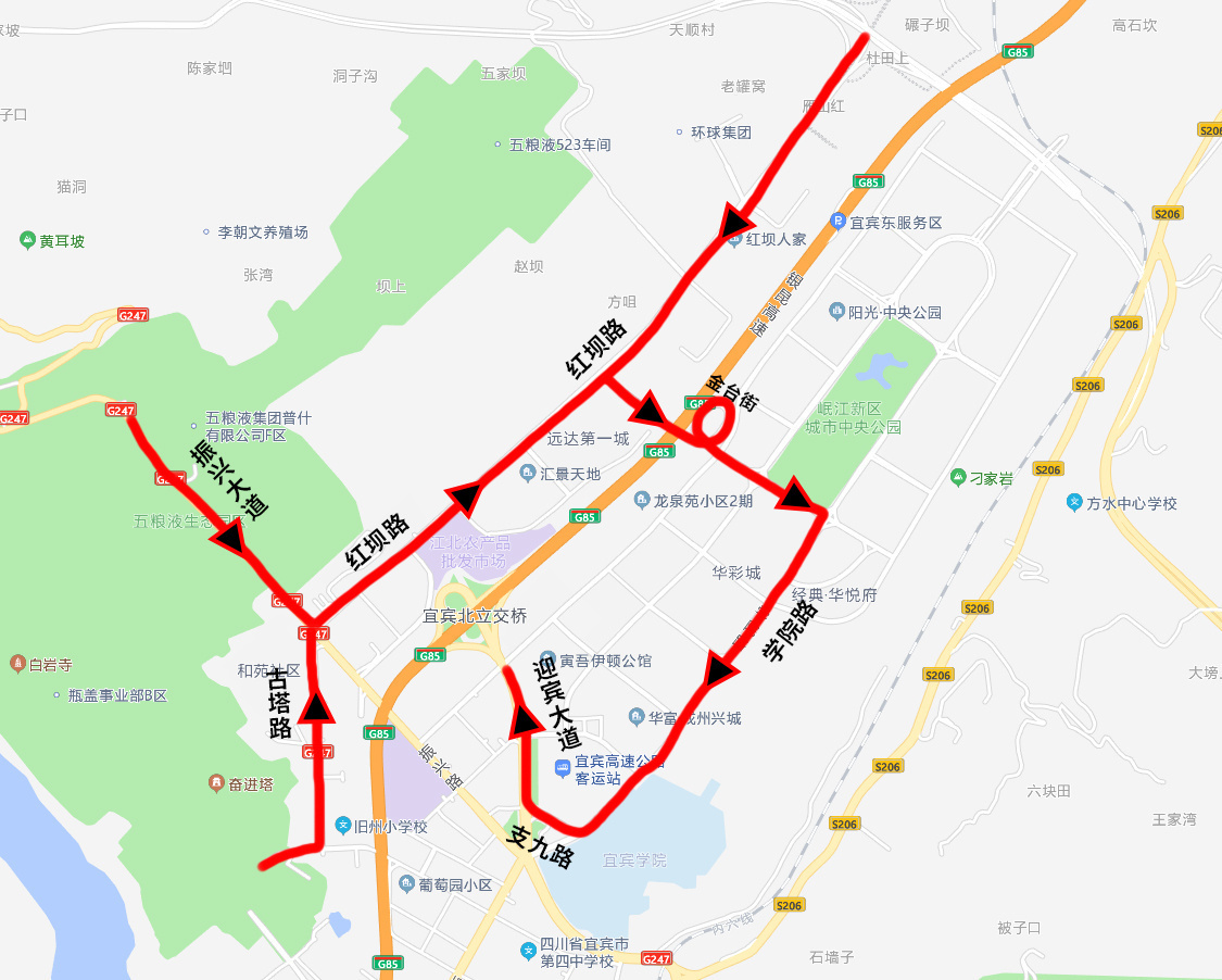 省道206线武胜段线路图图片